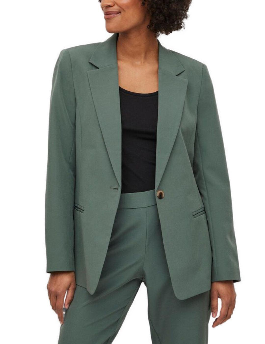 Blazer Vila Lowny verde con hombreras para mujer