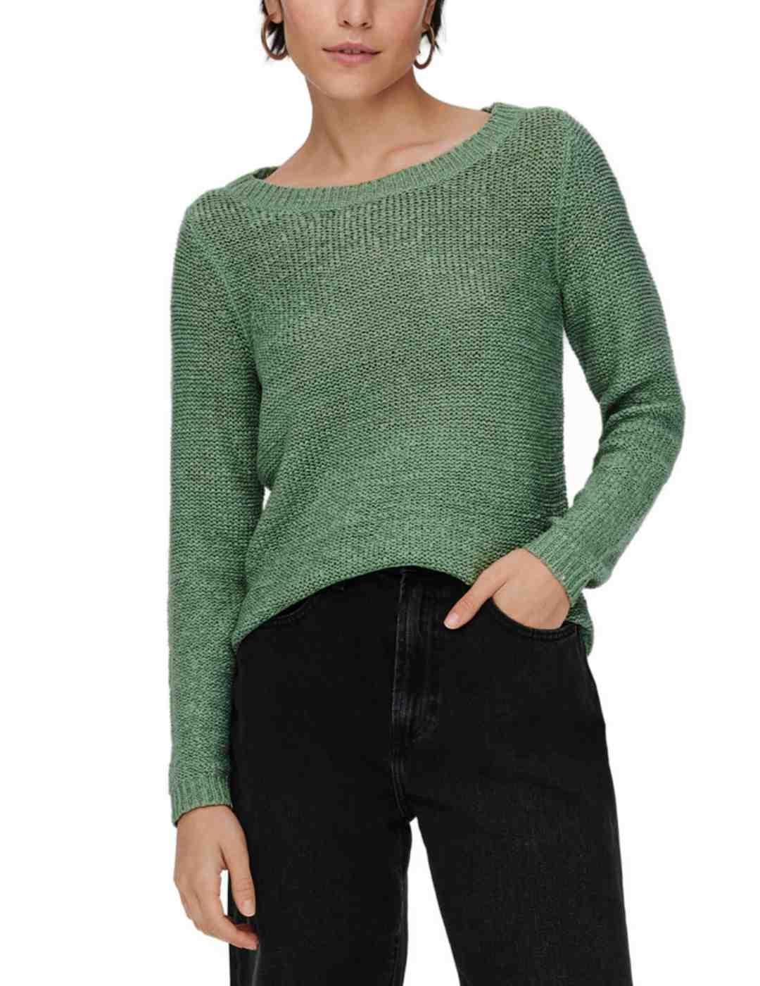 Jersey de Only Geena verde de punto calado de mujer