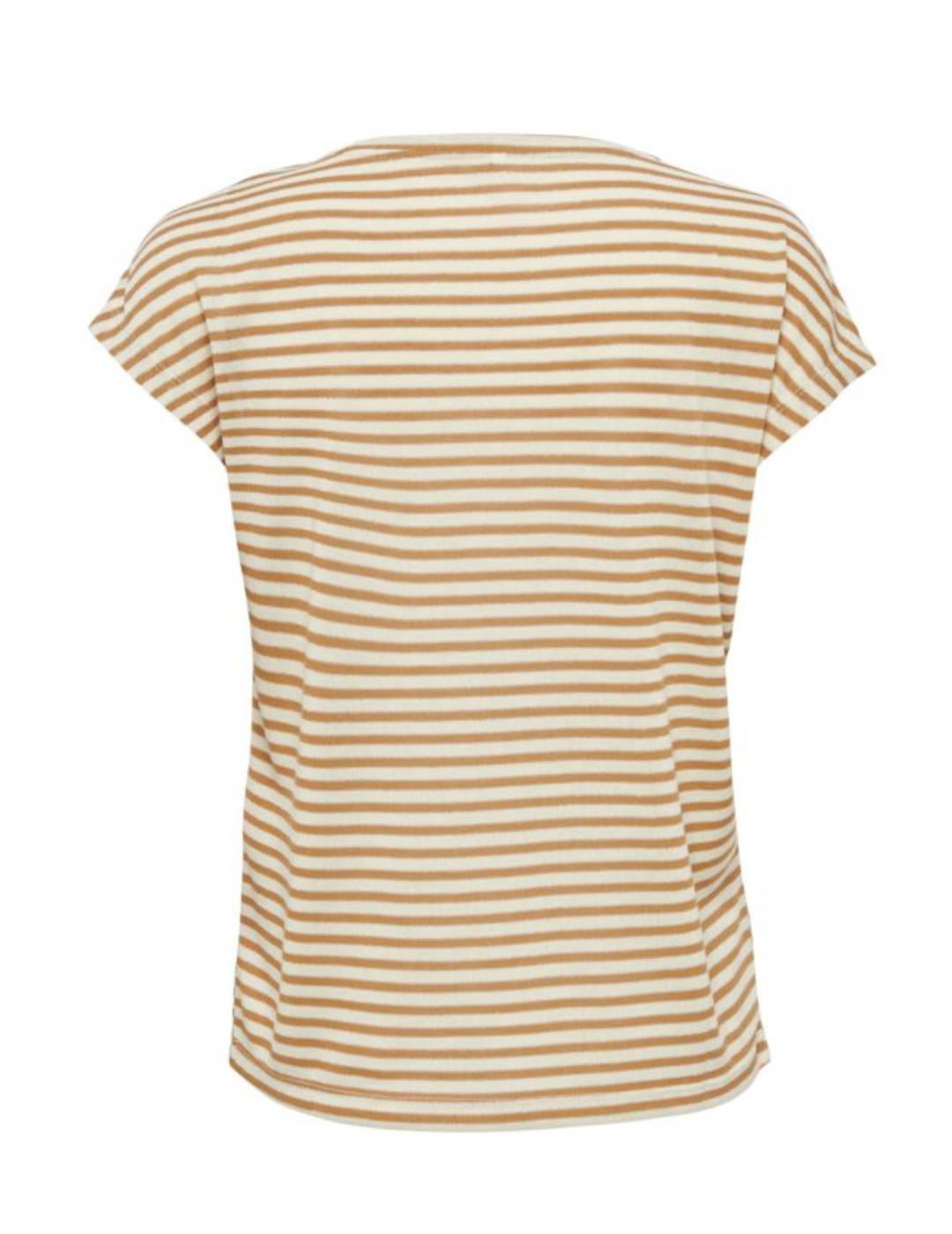 Camiseta Only Cannes beige y marrón a rayas para mujer
