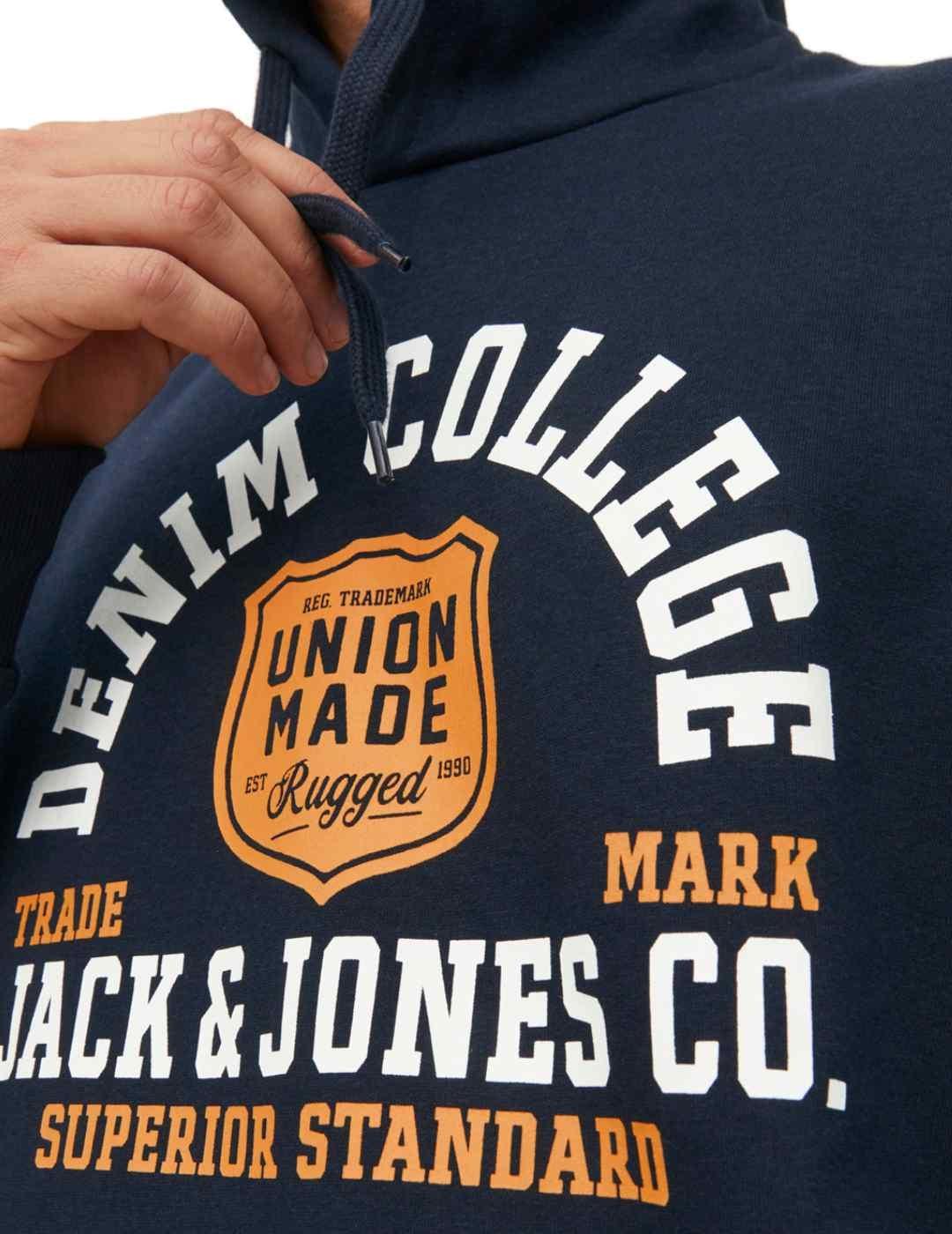 Sudadera Jack&Jones Logo azul con capucha para hombre