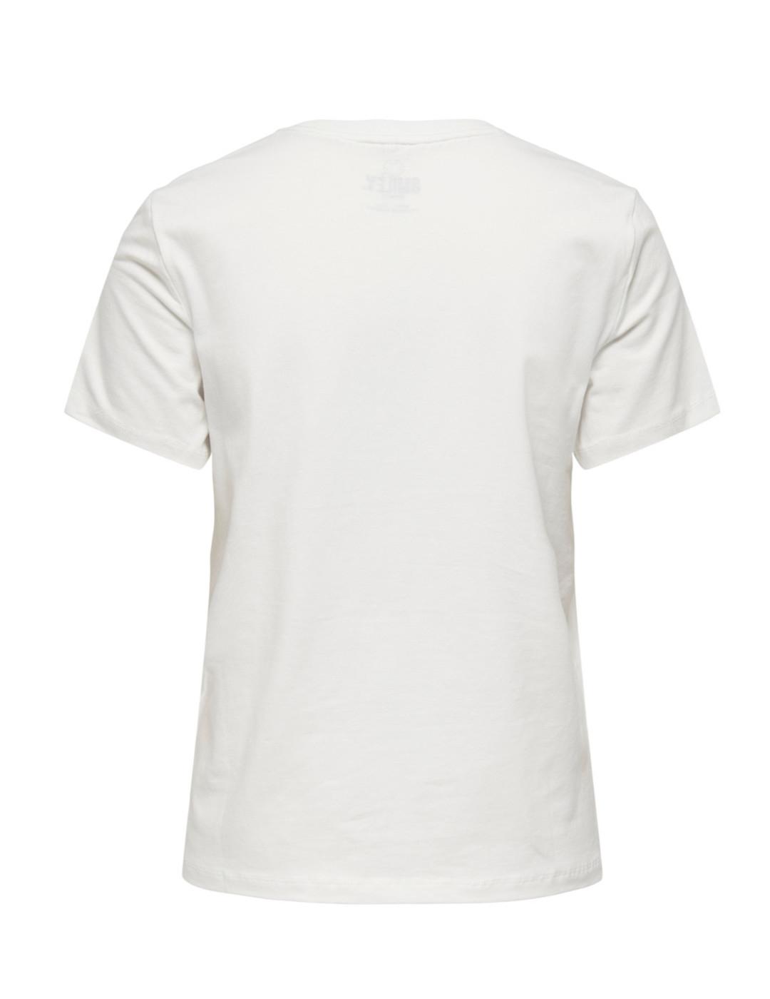 Camiseta Only Smiley blanca de manga corta para mujer