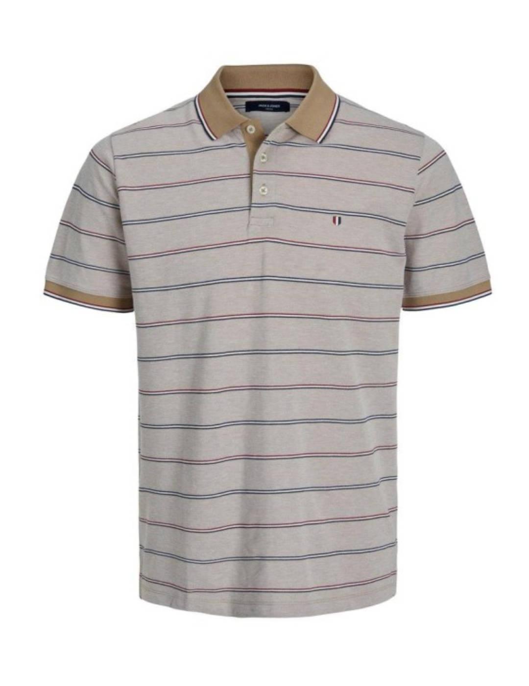 Polo Jack&Jones Blugunner rayas beige para hombre