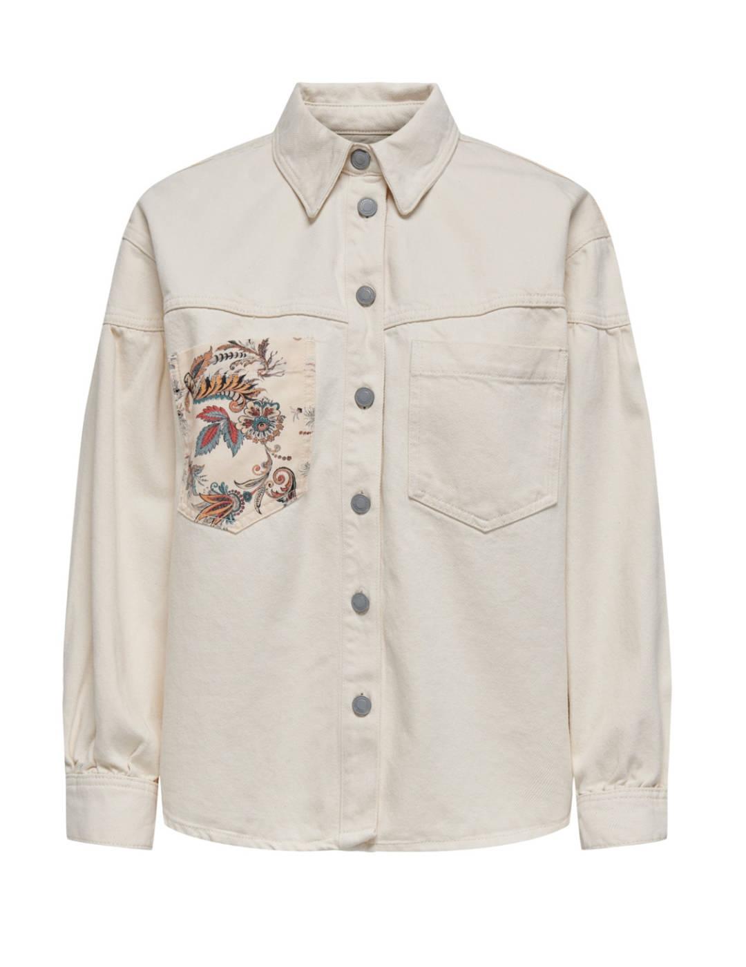 Sobrecamisa Only Anni beige con estampado para mujer