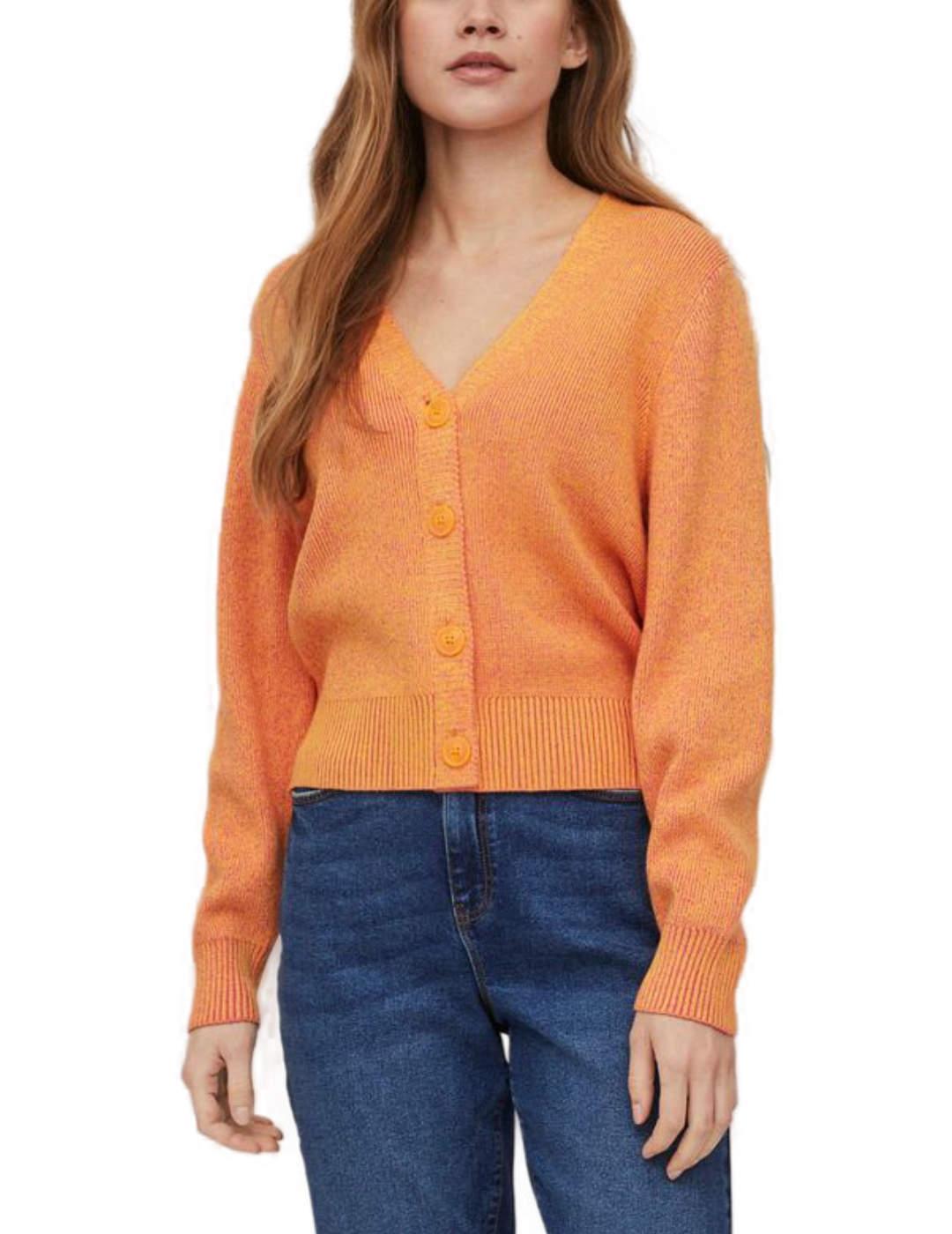 Cardigan Vila Ril naranja y rosa para mujer