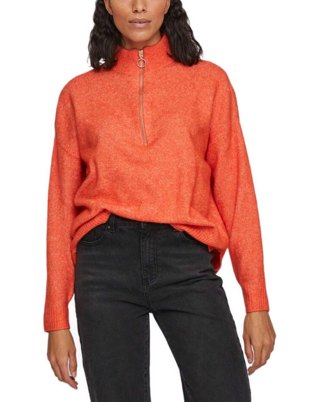 Jersey Vila Mathilda naranja con cremallera para mujer