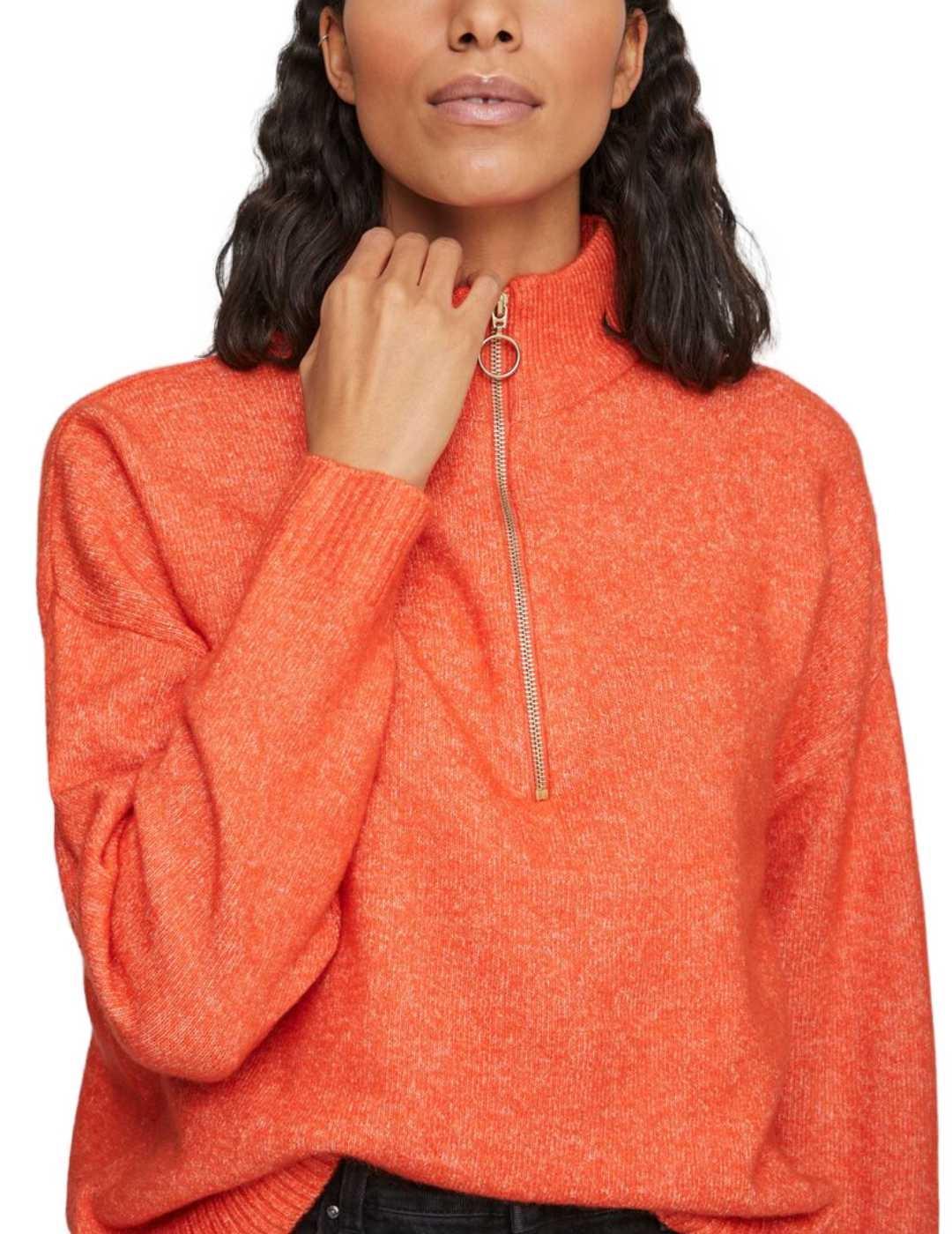 Jersey Vila Mathilda naranja con cremallera para mujer