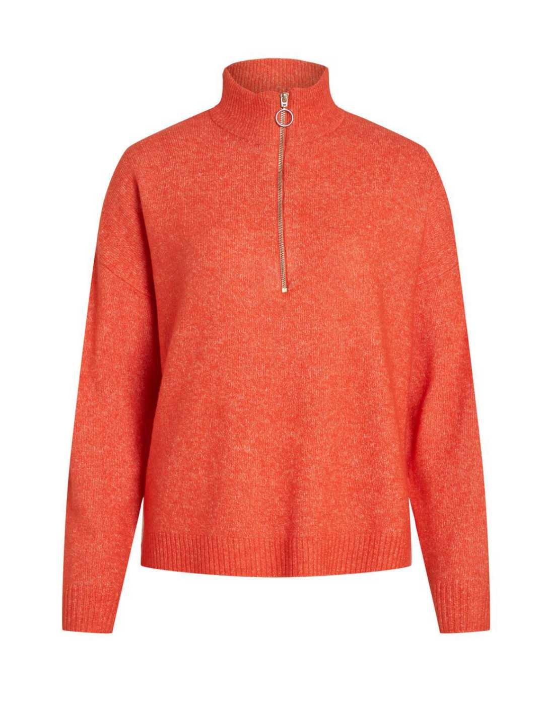 Jersey Vila Mathilda naranja con cremallera para mujer