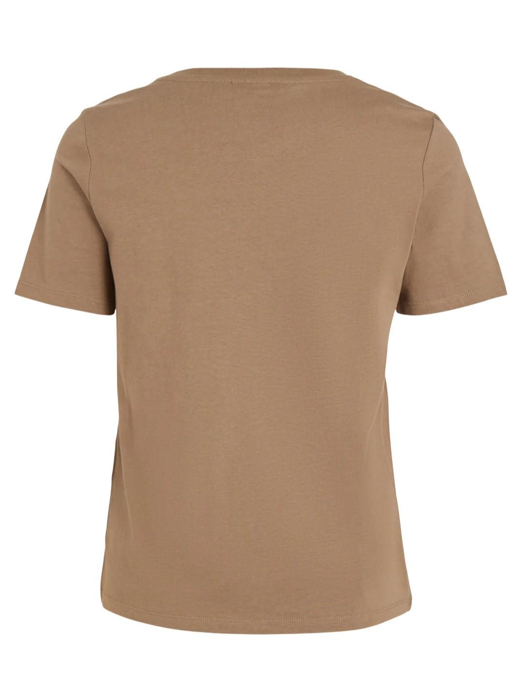 Camiseta Vila Mattea camel de manga corta para mujer