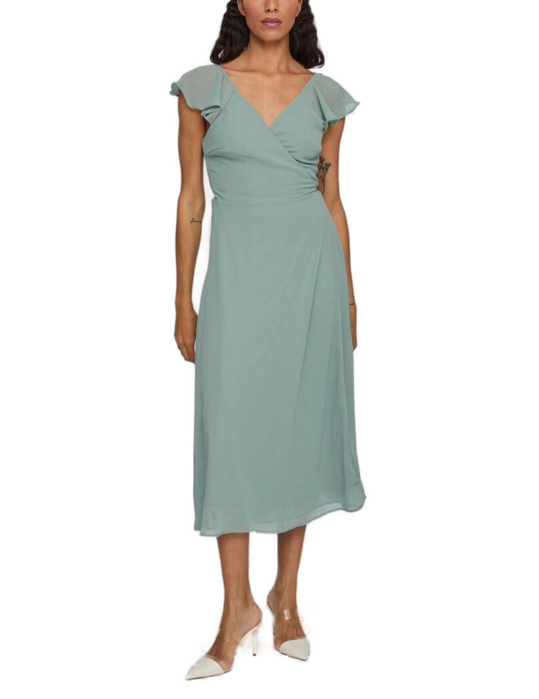 Vestido midi Vila Bonan verde para mujer