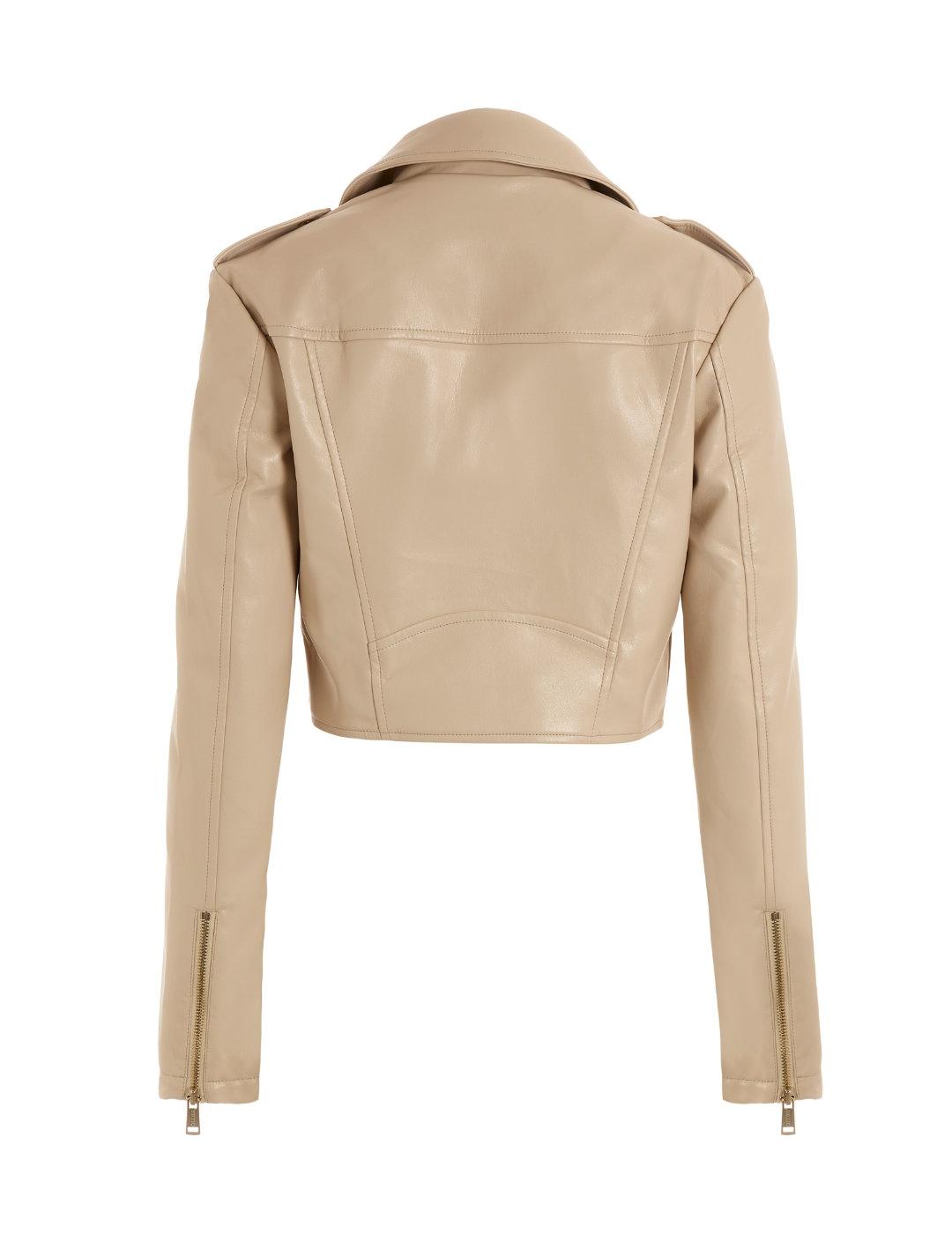 Cazadora biker Guess Rochelle beige con solapas para mujer