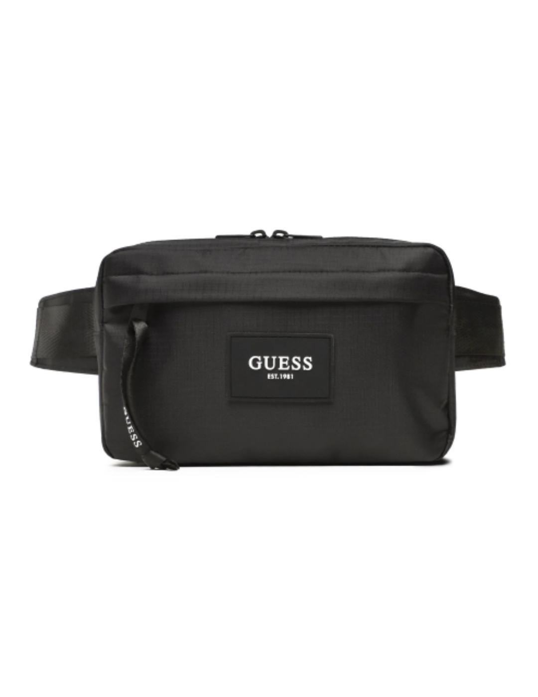 Riñonera Guess Technical negro logotipo frontal para hombre
