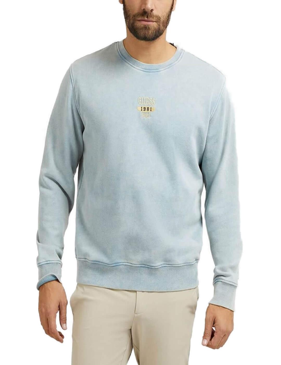 Sudadera Guess Ustin azul celeste sin capucha para hombre