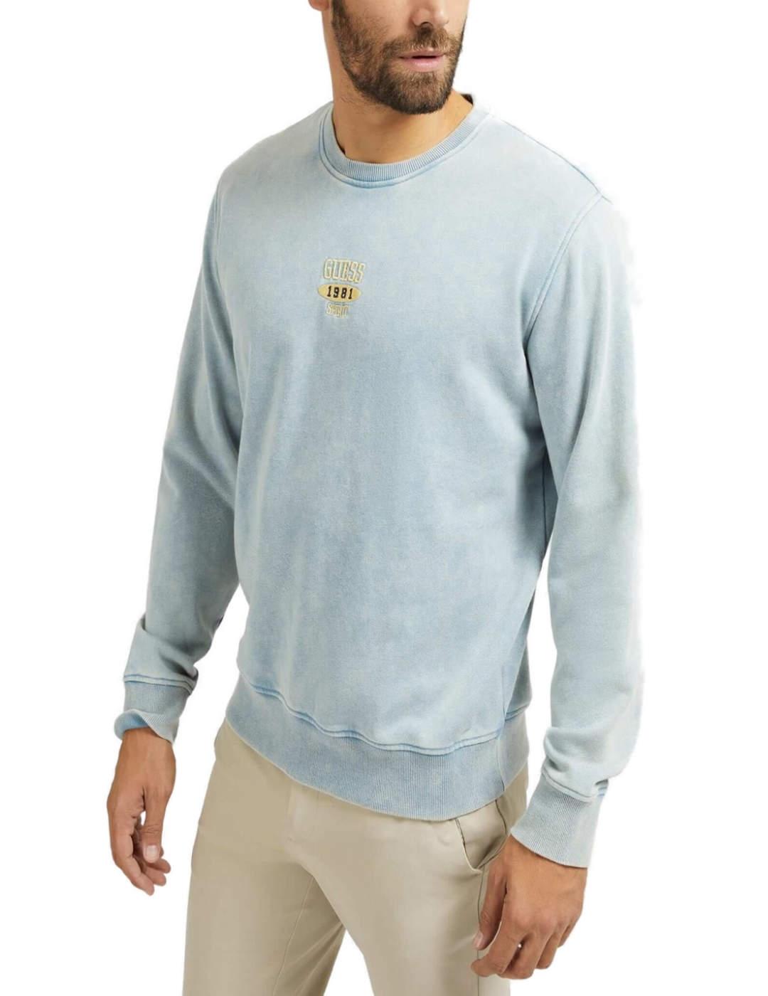 Sudadera Guess Ustin azul celeste sin capucha para hombre