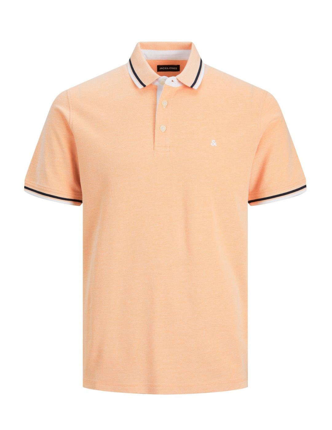 Polo Paulos Jack&Jones naranja de manga corta para hombre