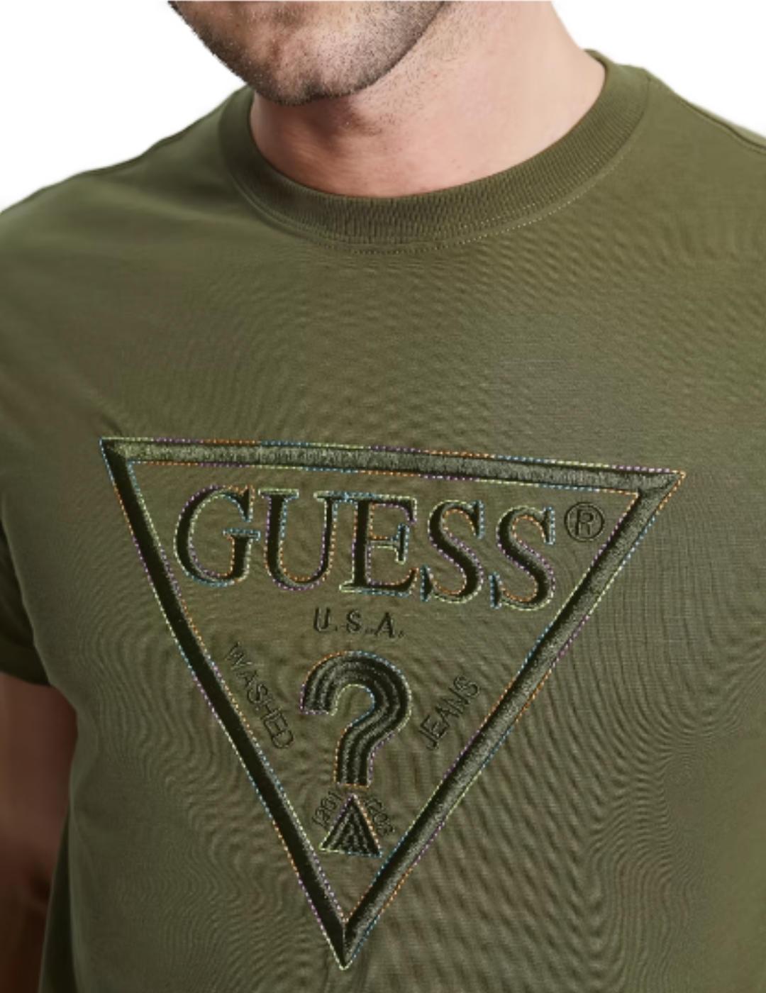 Camiseta Guess Moisey verde de manga corta para hombre