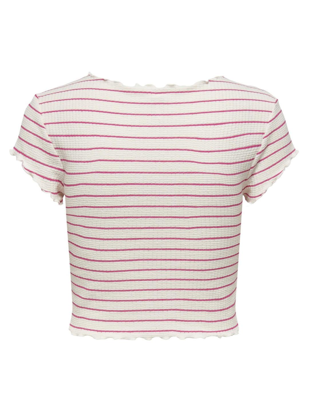 Camiseta cropped Only Lanits raya rosa para mujer