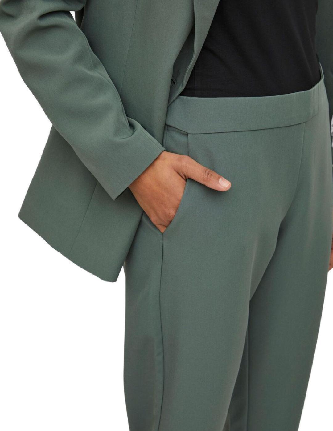Pantalon Vila Carrie slim color verde de vestir para mujer