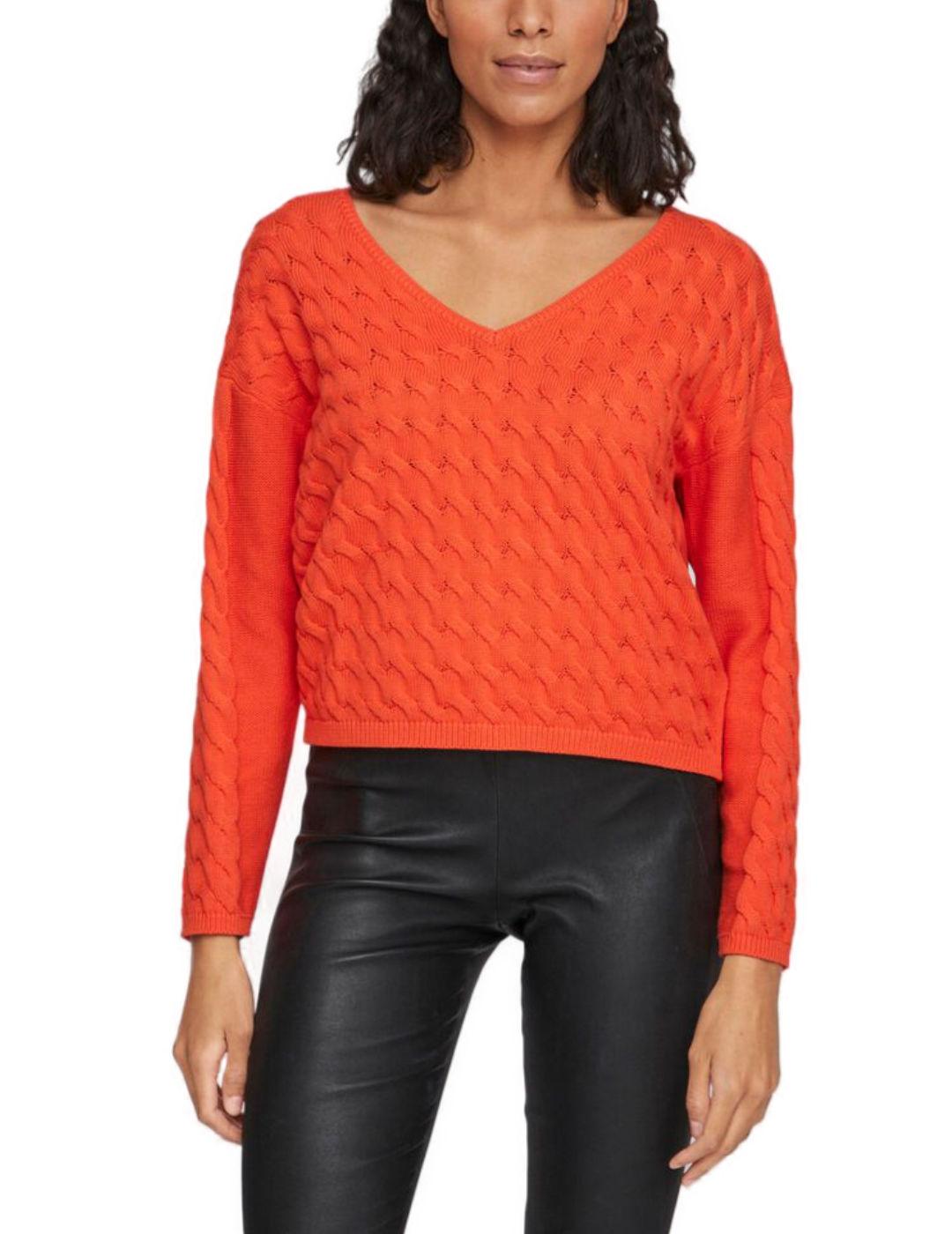 Jersey Vila Chap naranja cuello pico para mujer