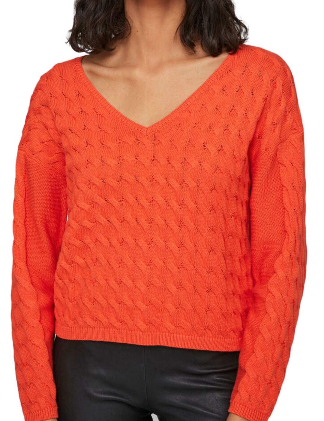 Jersey Vila Chap naranja cuello pico para mujer