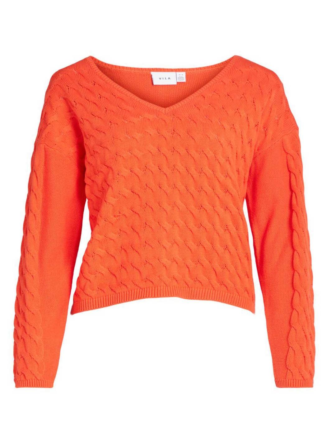 Jersey Vila Chap naranja cuello pico para mujer