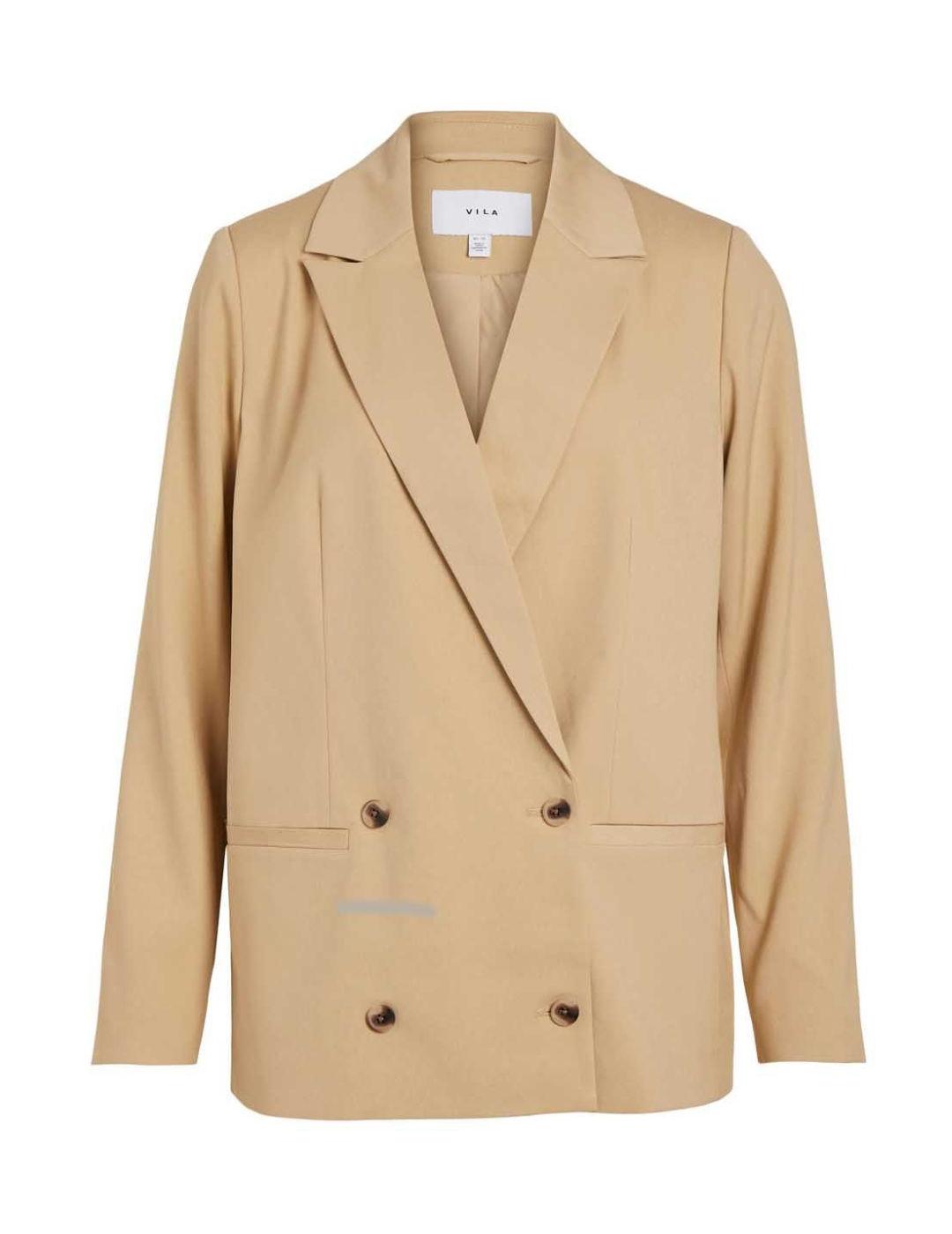 Blazer Vila Mariola beige corte recto para mujer