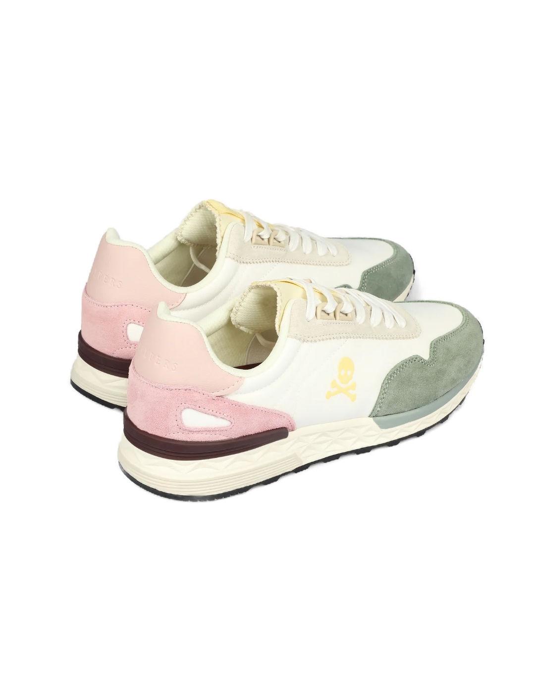 Zapatillas Scalpers Harry blanca verde y rosa para mujer