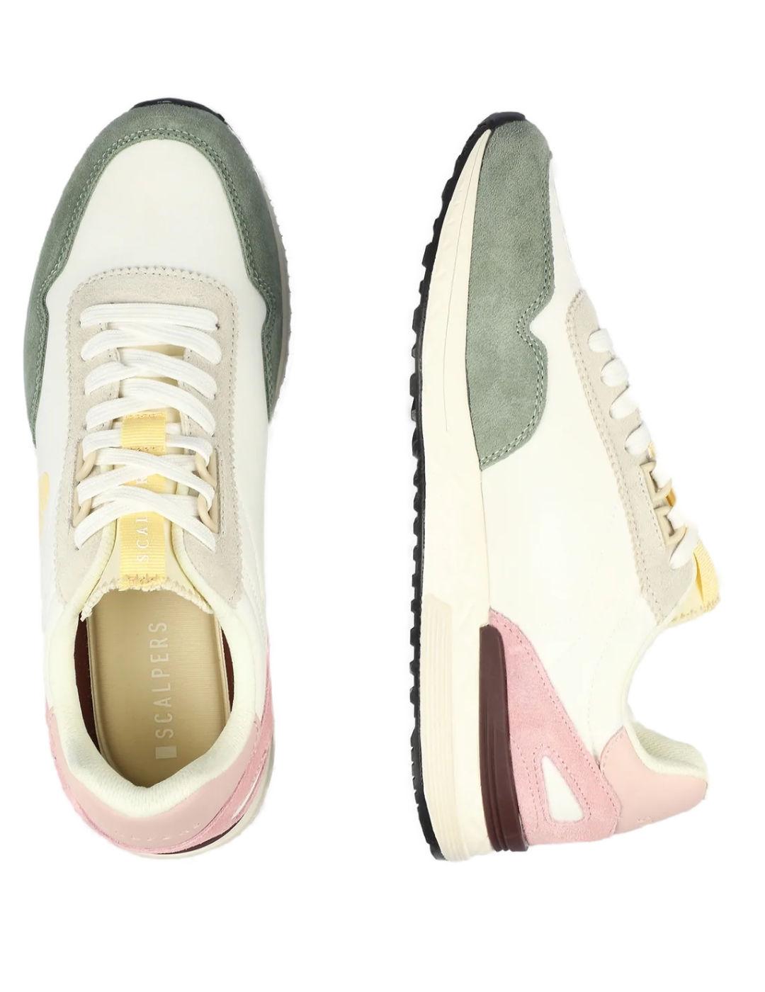 Zapatillas Scalpers Harry blanca verde y rosa para mujer