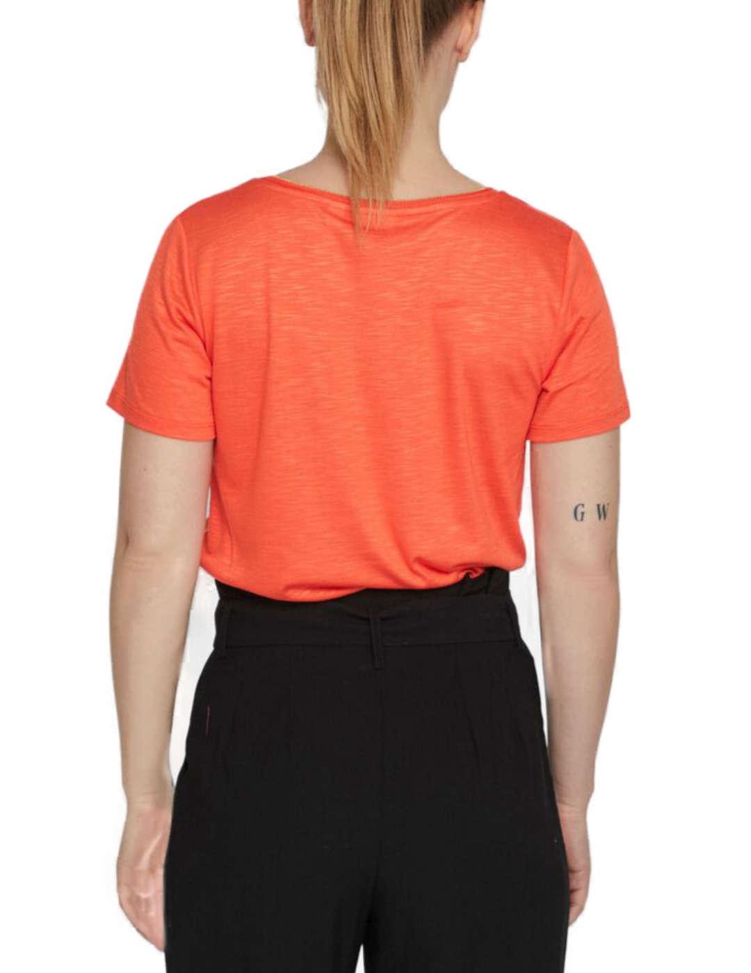 Camiseta Vila Noel manga corta cuello pico naranja de mujer