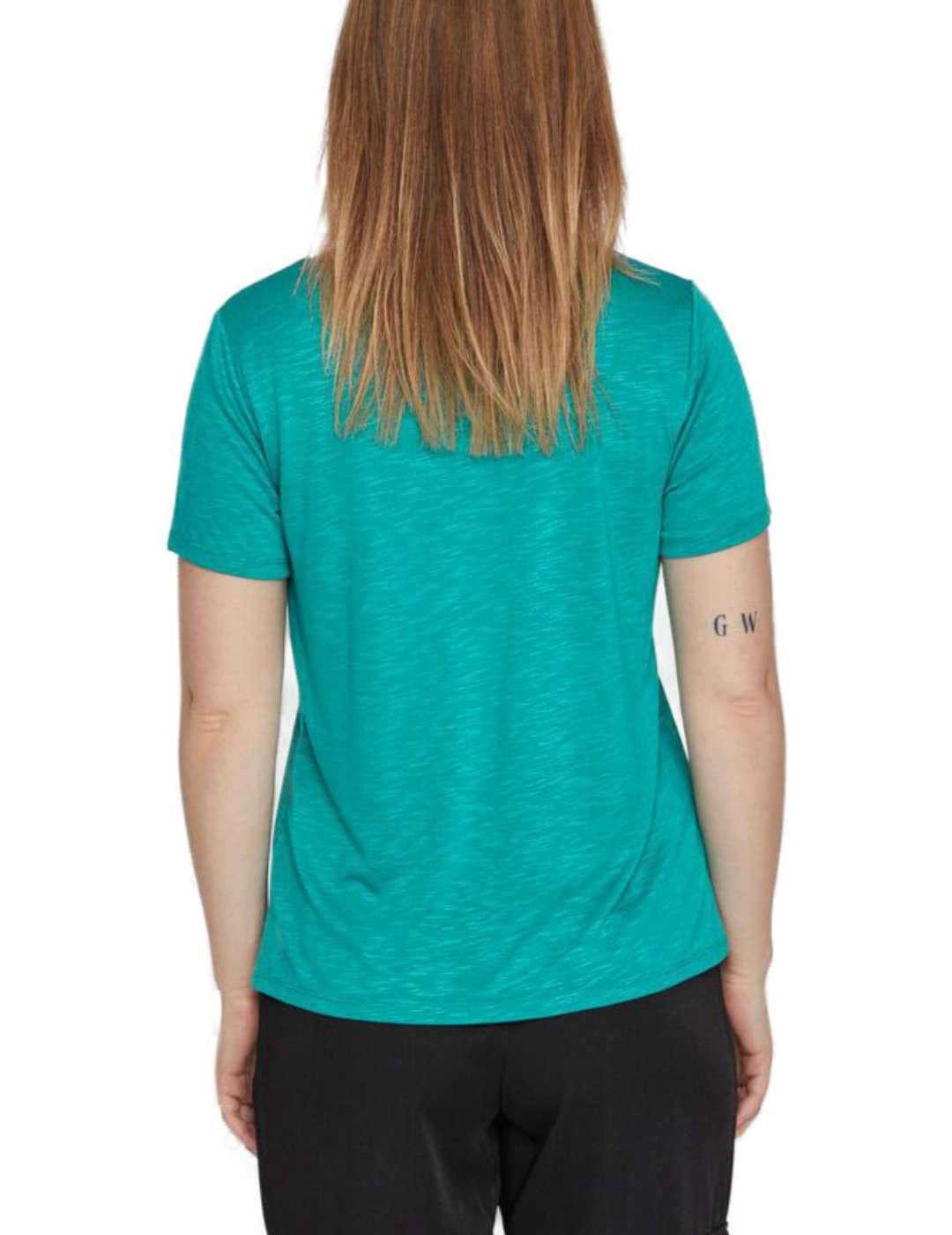 Camiseta Vila Noel manga corta cuello pico verde para mujer