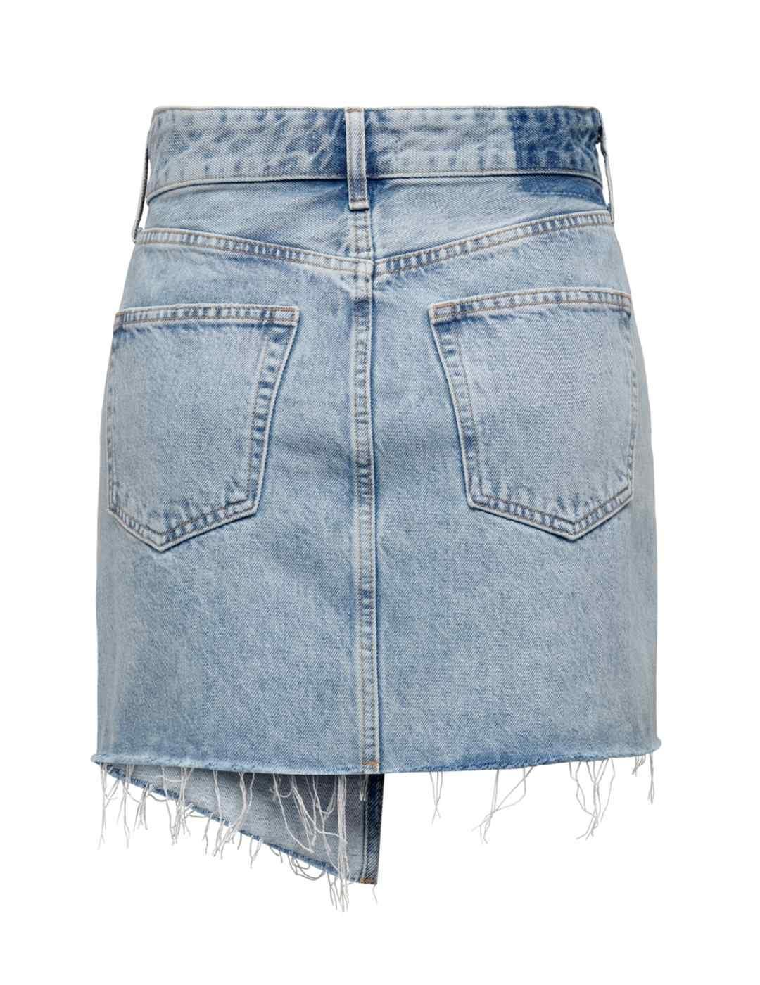 Falda corta Only Kat denim azul claro cruzada de mujer