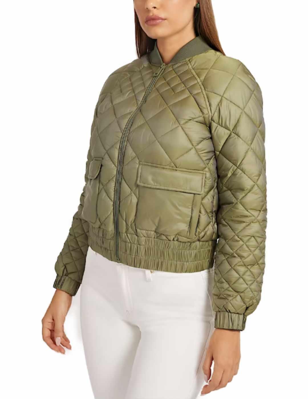 Cazadora bomber Guess Hilary acolchada verde para mujer