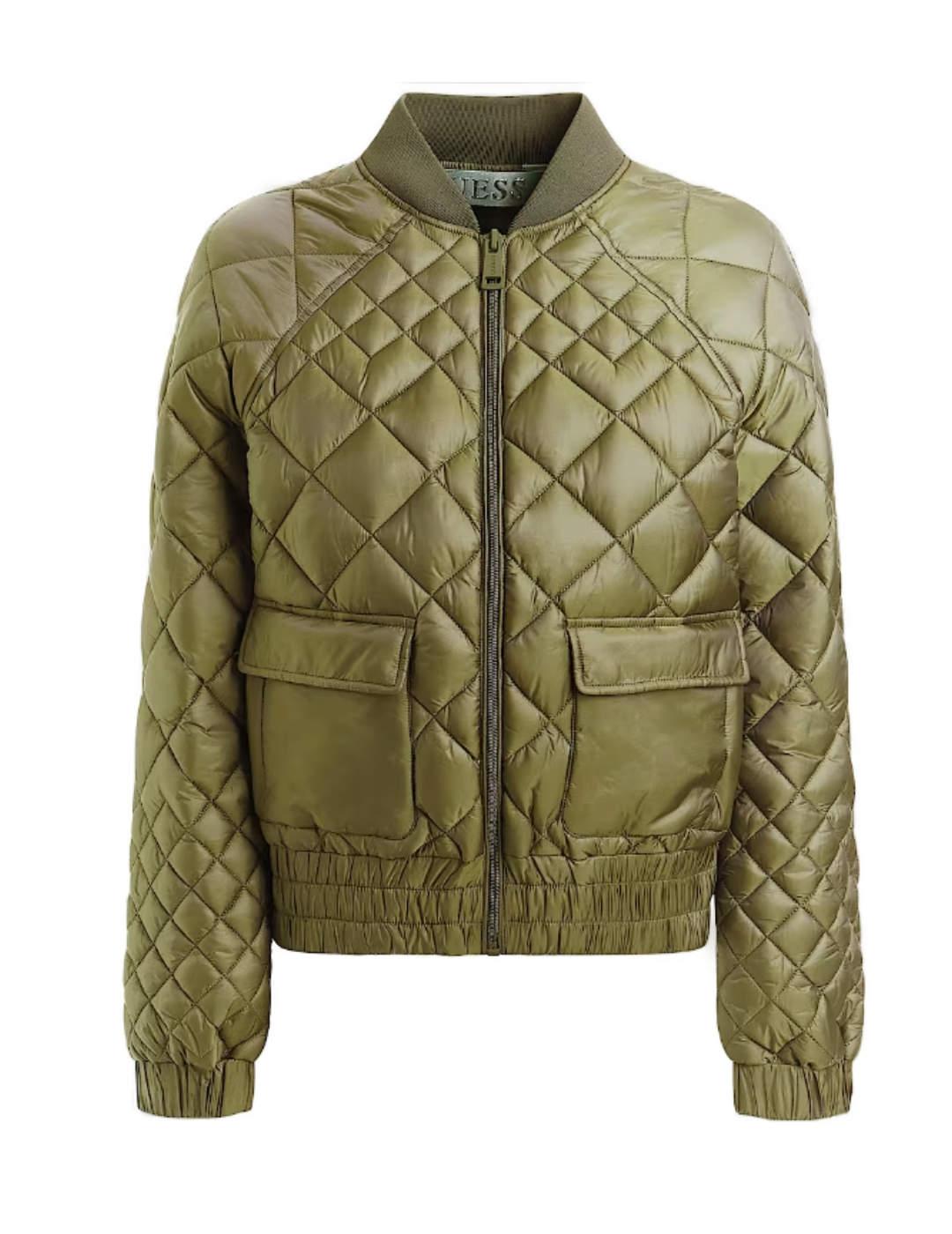 Cazadora bomber Guess Hilary acolchada verde para mujer