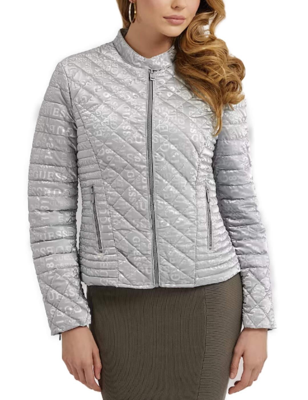 Plumas Guess New Nova gris con logotipo para mujer