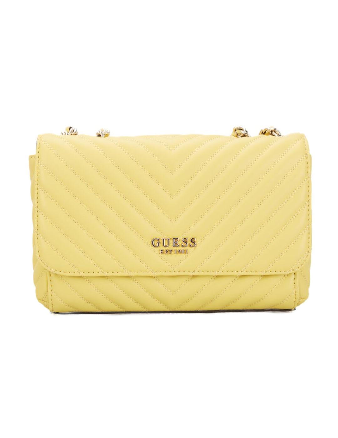 Bolso Guess Keillah amarillo con solapa para mujer