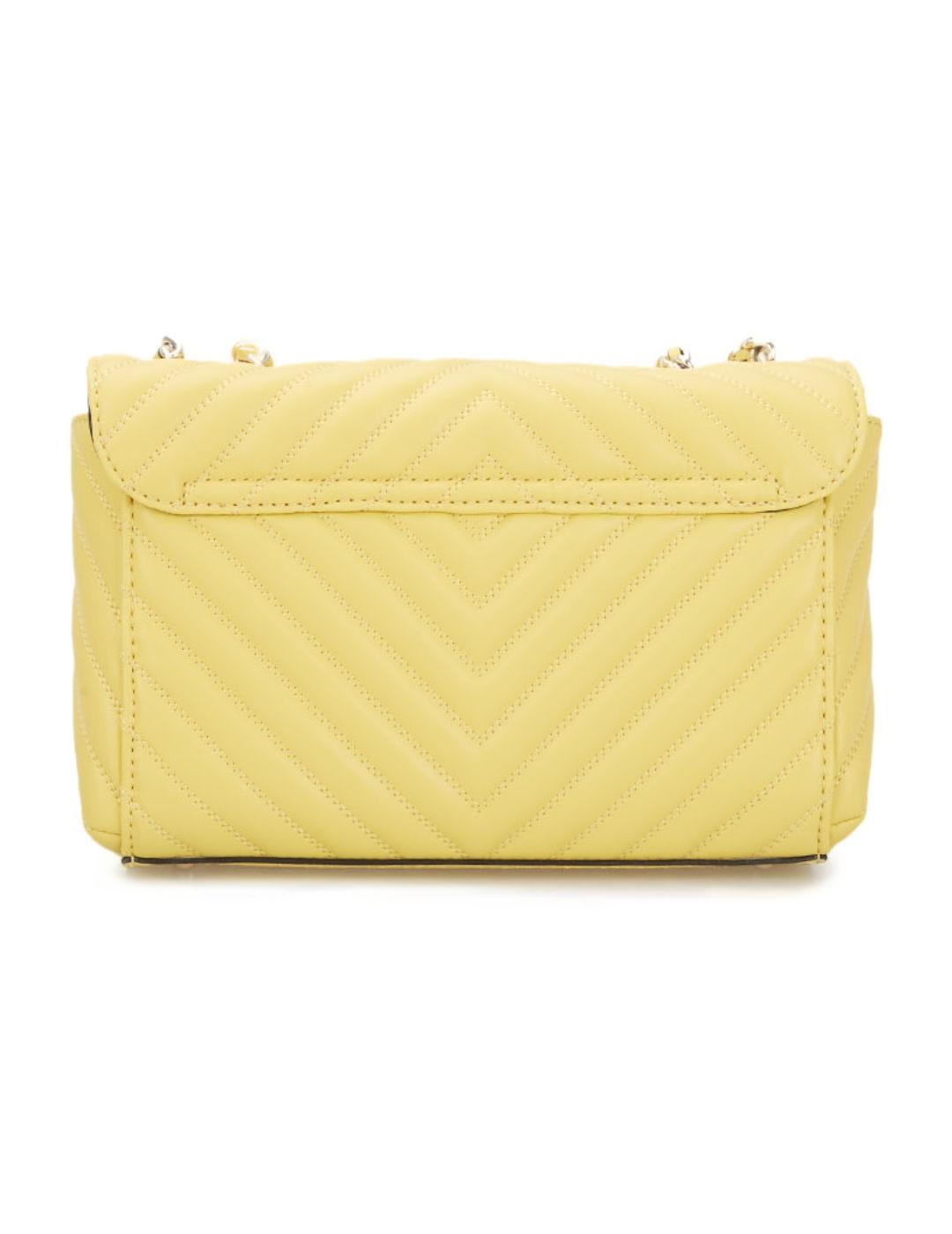 Bolso Guess Keillah amarillo con solapa para mujer