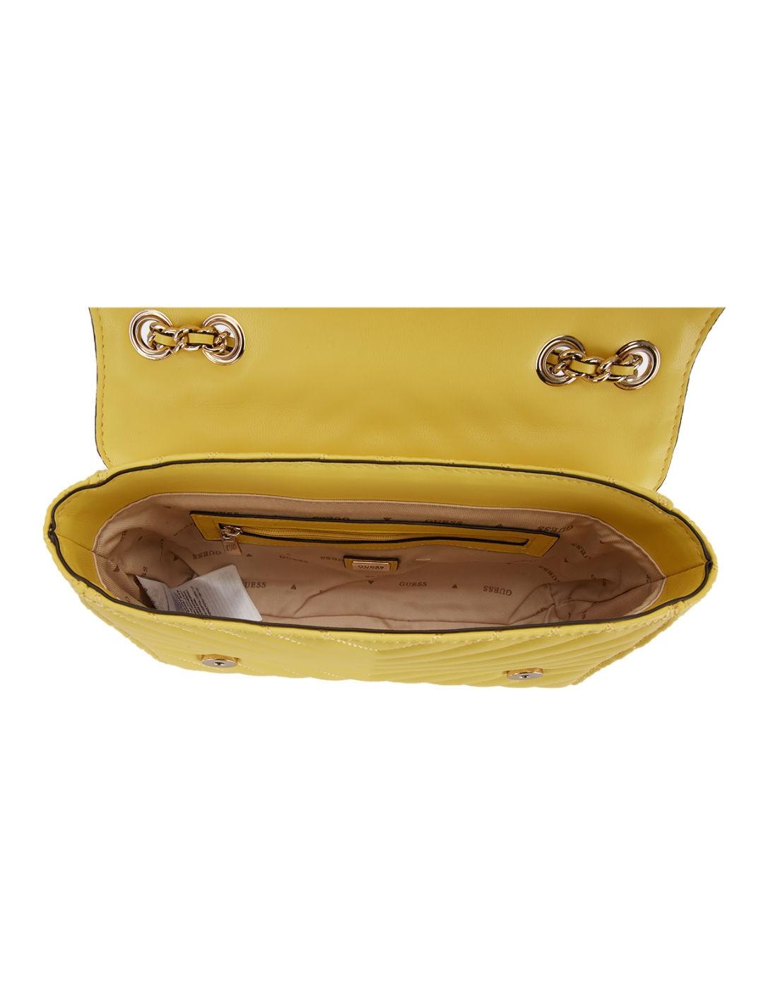 Bolso Guess Keillah amarillo con solapa para mujer