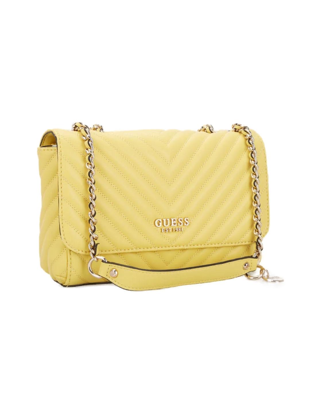 Bolso Guess Keillah amarillo con solapa para mujer