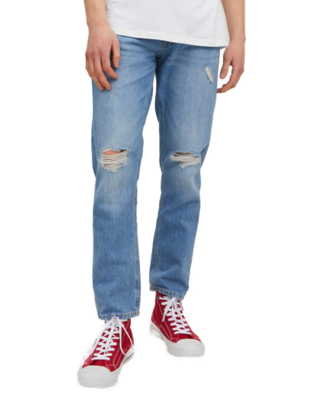 Pantalon vaquero Jack&Jones Mike azul con rotos para hombre