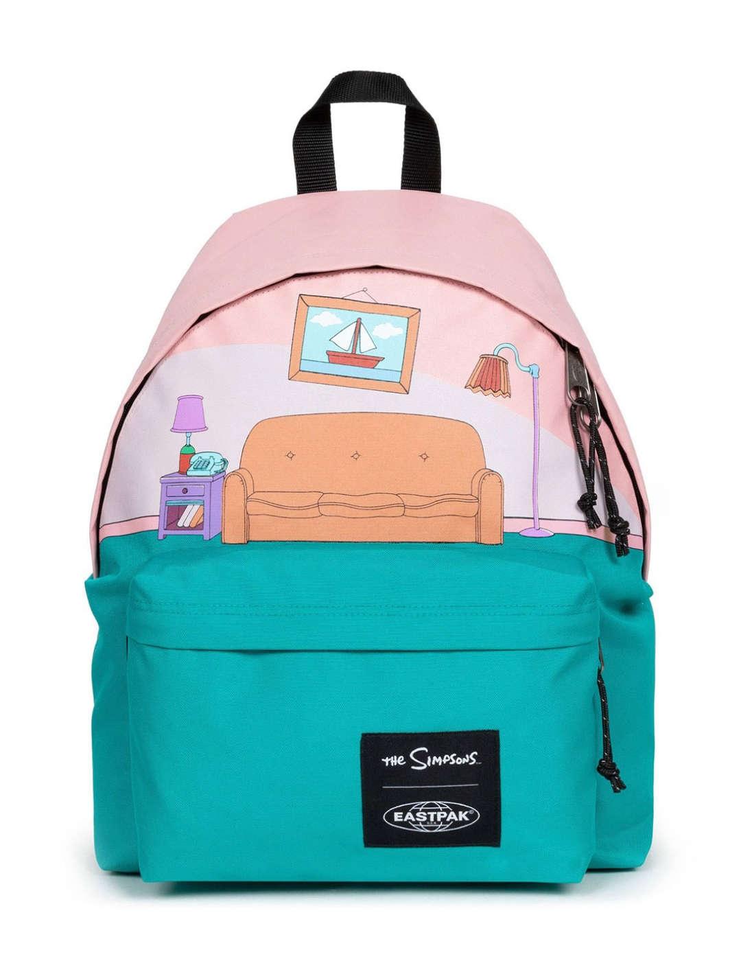 Mochila turquesa y rosa Eastpak The Simpsons con sofa unisex