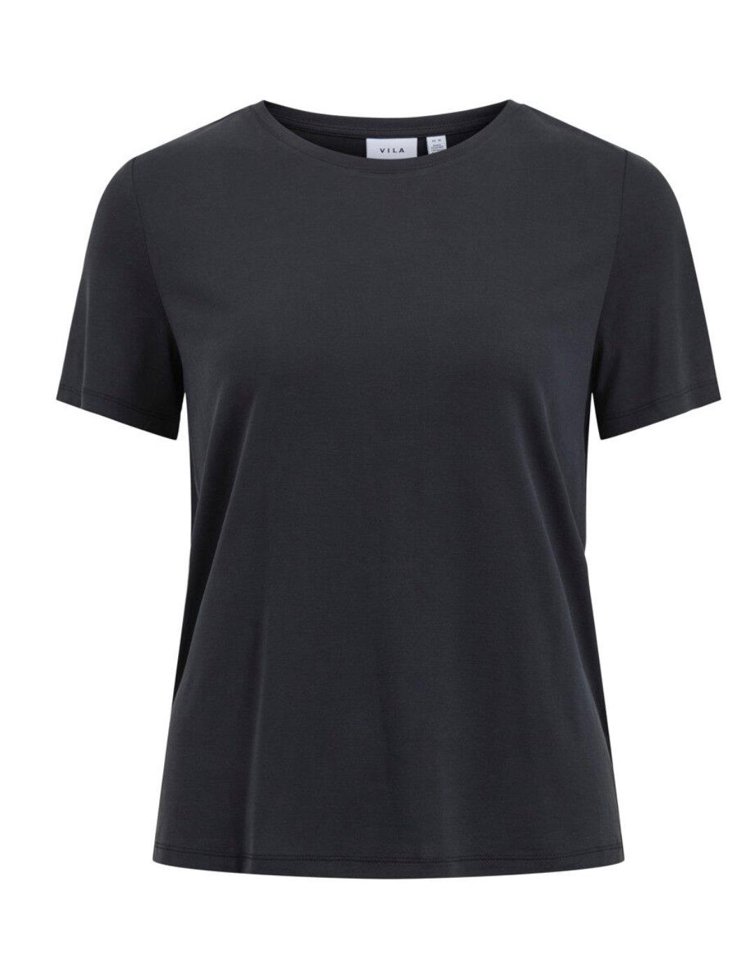 Camiseta Vila de manga corta y cuello redondo negra de mujer