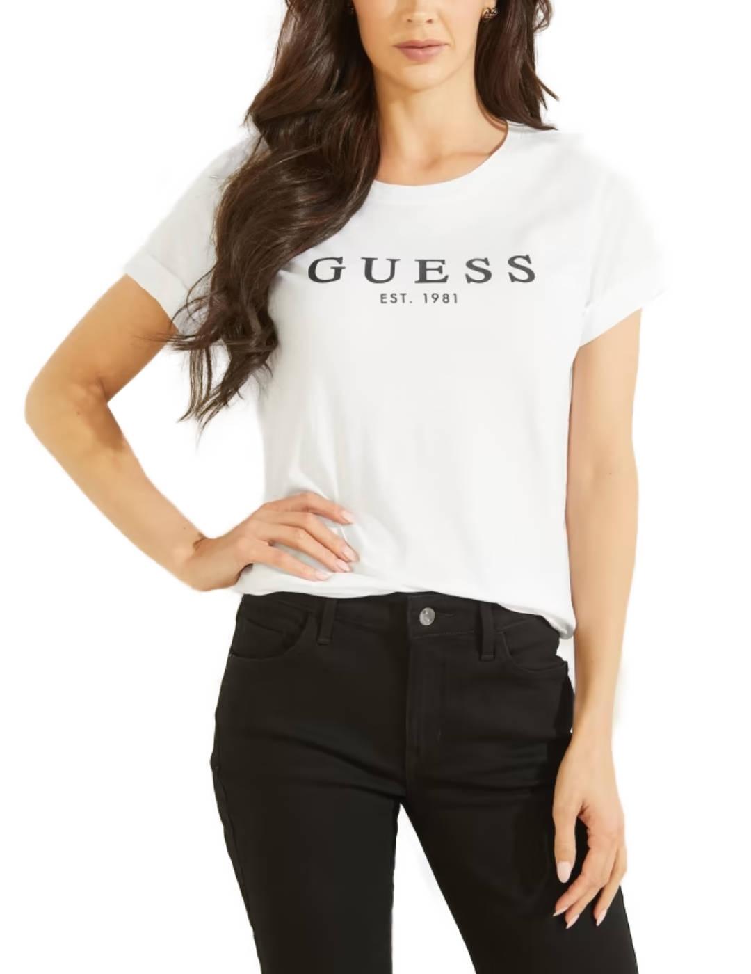 Camiseta Guess 1981 blanca de manga corta para mujer