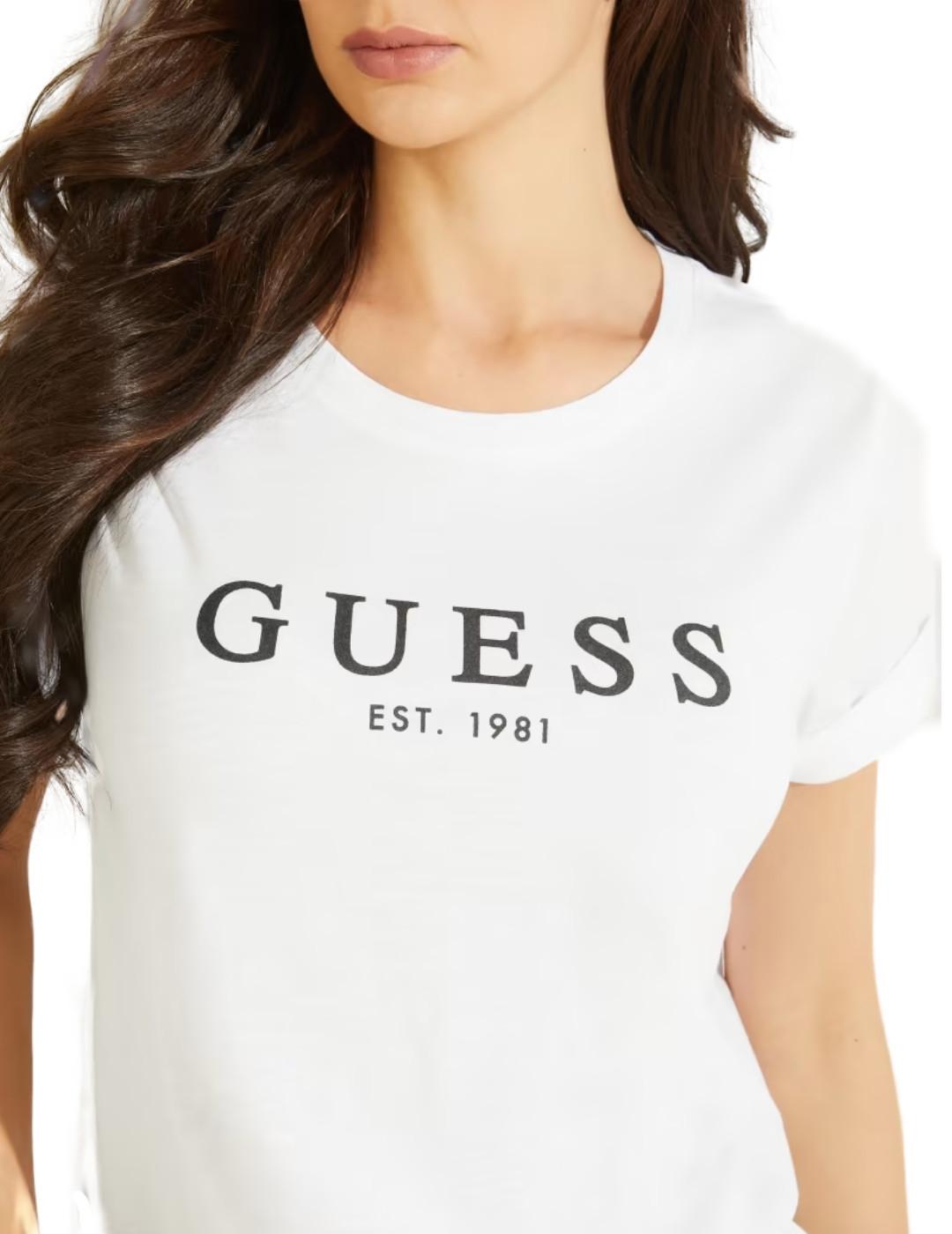 Camiseta Guess 1981 blanca de manga corta para mujer