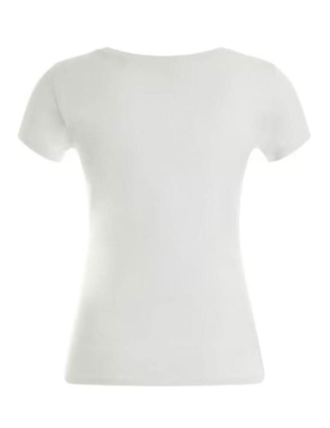 Camiseta Guess Flame blanca de manga corta para mujer