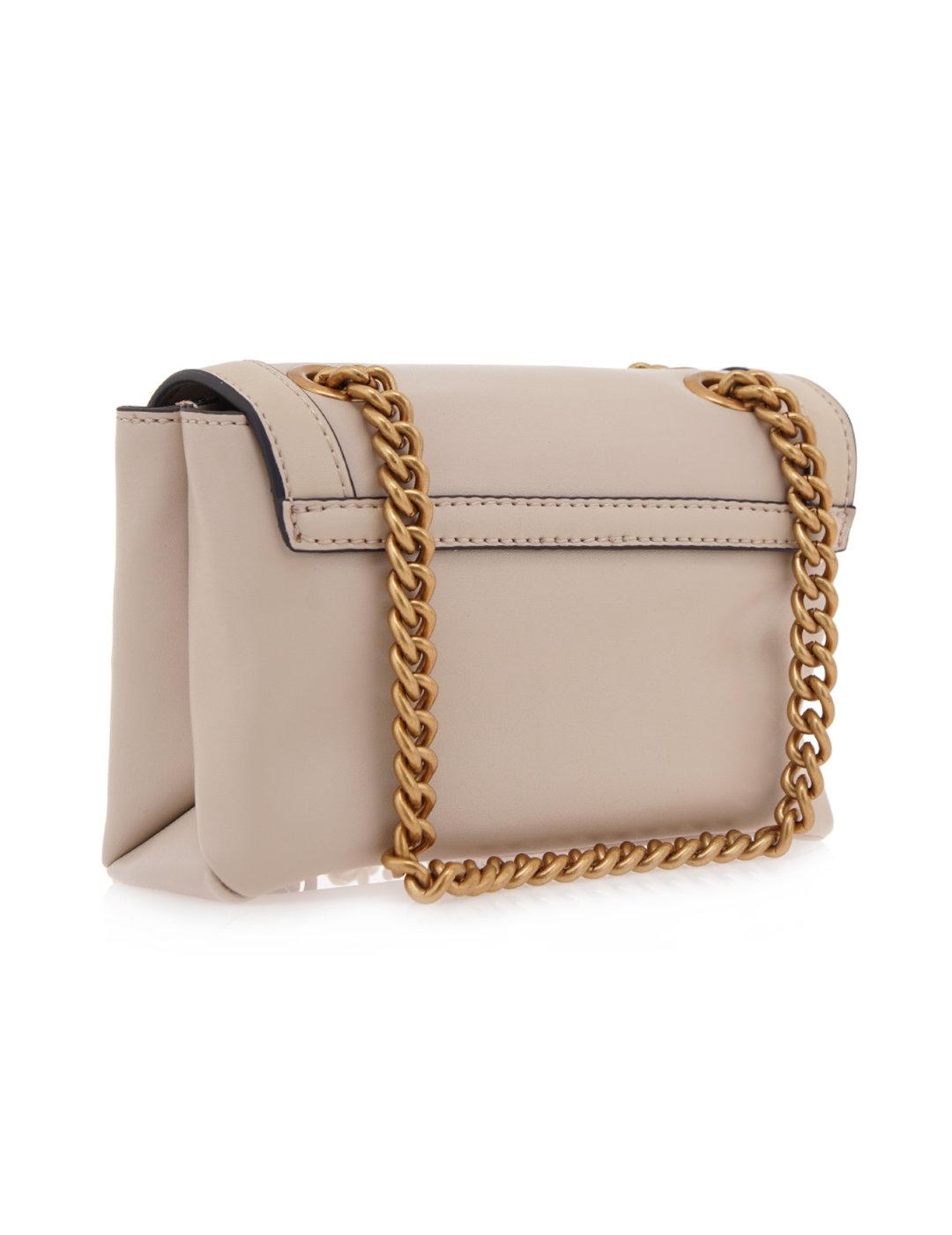 Bolso Guess Abey mini beige brillante para mujer