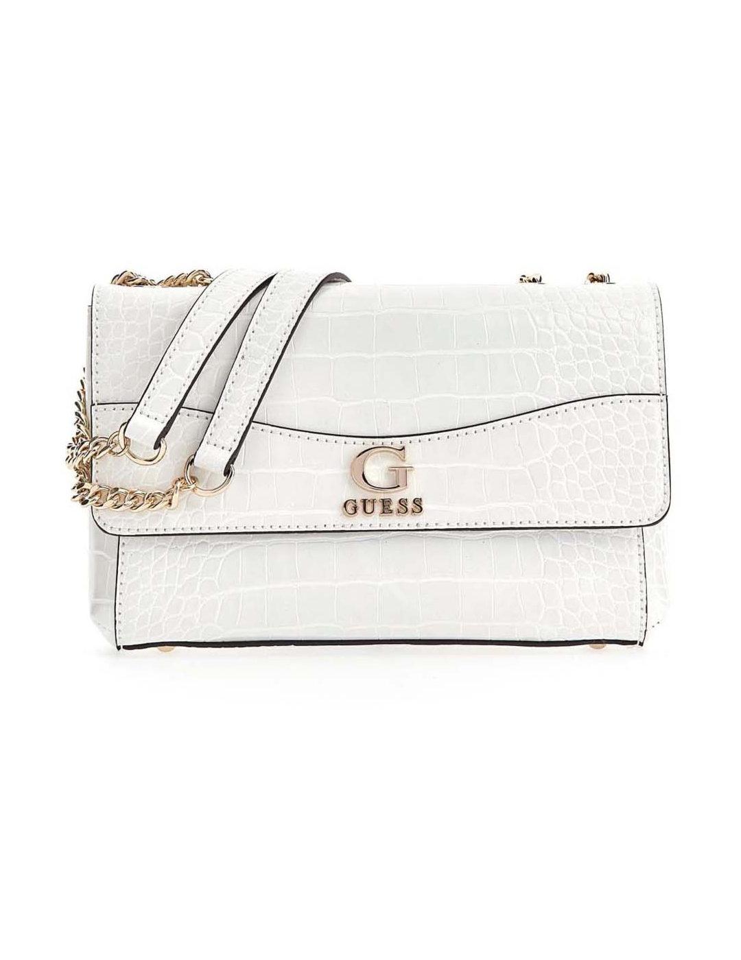 Bolso Guess Nell bandolera blanco con estampado para mujer