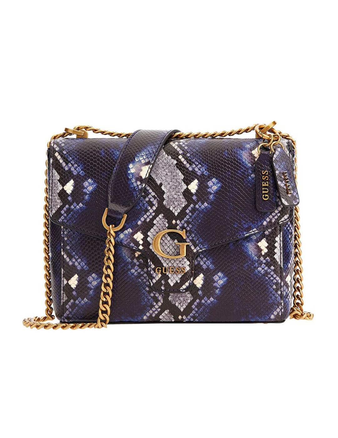 Bolso Guess Shenny azul estampado serpiente para mujer