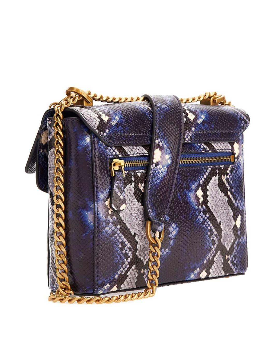 Bolso Guess Shenny azul estampado serpiente para mujer