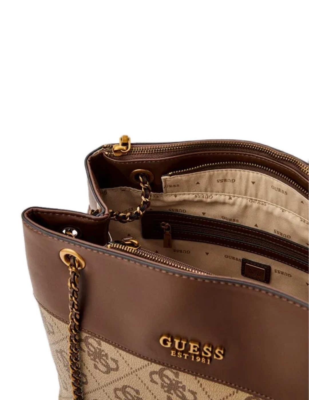 Bolso Guess Berta logo marron grande para mujer