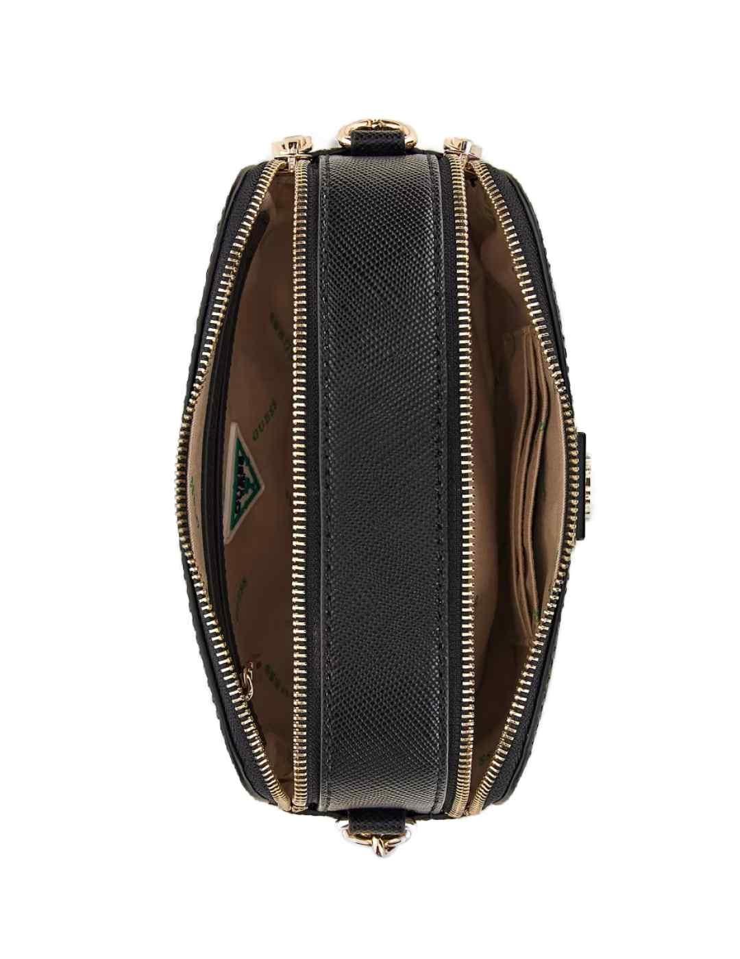 Bolso Guess Eco Alexie bandolera pequeño negro de mujer