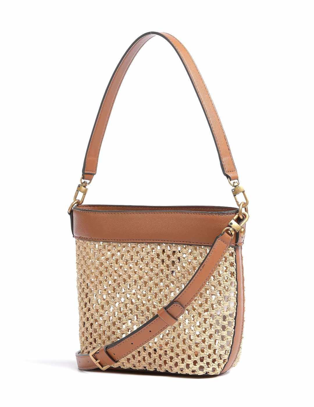 Bolso Guess Vikky bucket coñac para mujer